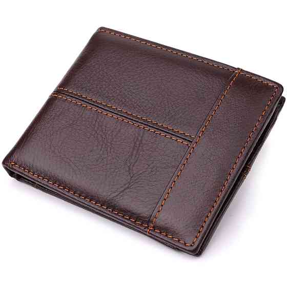 Горизонтальний стильний гаманець з натуральної шкіри Коричневий (Vintage) Київ