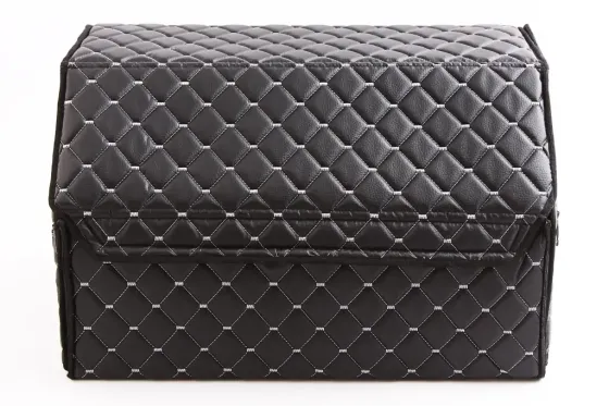 Сумка в багажник на липучках кожзам 50*30*30 см АвтоКомфорт черный/серая нить Винница