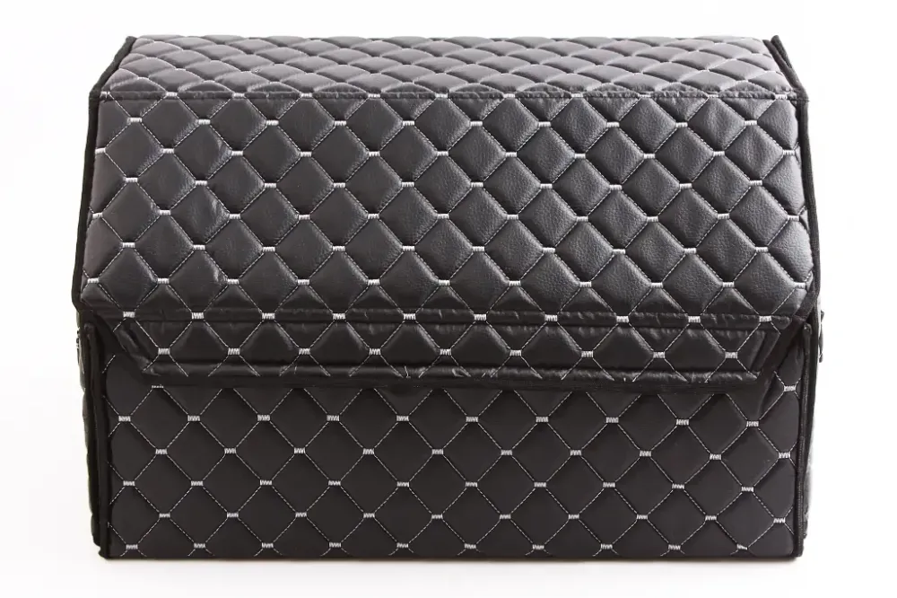 Сумка в багажник на липучках кожзам 50*30*30 см АвтоКомфорт черный/серая нить Винница - изображение 2