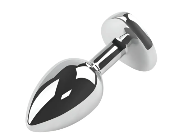 Анальна пробка із кристалом EGZO - Silver Heart Plug Red size M Sex Aura Київ