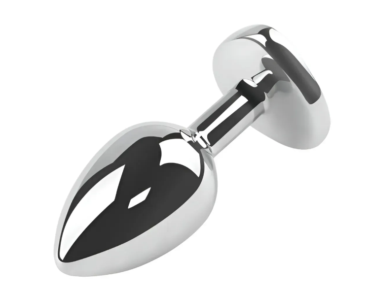 Анальна пробка із кристалом EGZO - Silver Heart Plug Red size M Sex Aura Київ - фото 3
