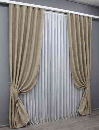 Комплект готовых штор VR-Textil Жаккард Sultan XO № 1683ш Капучино 150х270 см 2 шт (33-0560) Киев