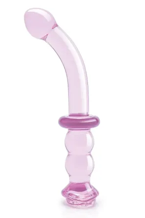 Изогнутый стеклянный розовый фаллоимитатор для точки G Dream Toys Glaze Glass с бутоном Sex Aura Киев