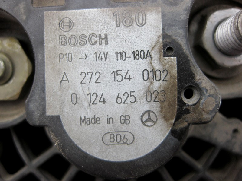 Mercedes-Benz  A2721540102 Генератор Bosch 14V 180A для двигунів M272 V6 3.0 3.5л M273 V8 5.5л OM642 cdi OM 646 R4 2.2 Одеса - фото 4