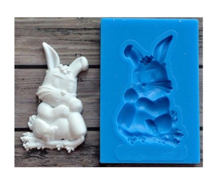 Молд силиконовый Заяц 52 на 36 мм серый Киев - изображение 1