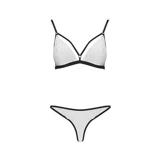 Комплект білизни Passion ORIHIME SET L/XL, white, стрепи, ліф і трусики Sex Aura Київ