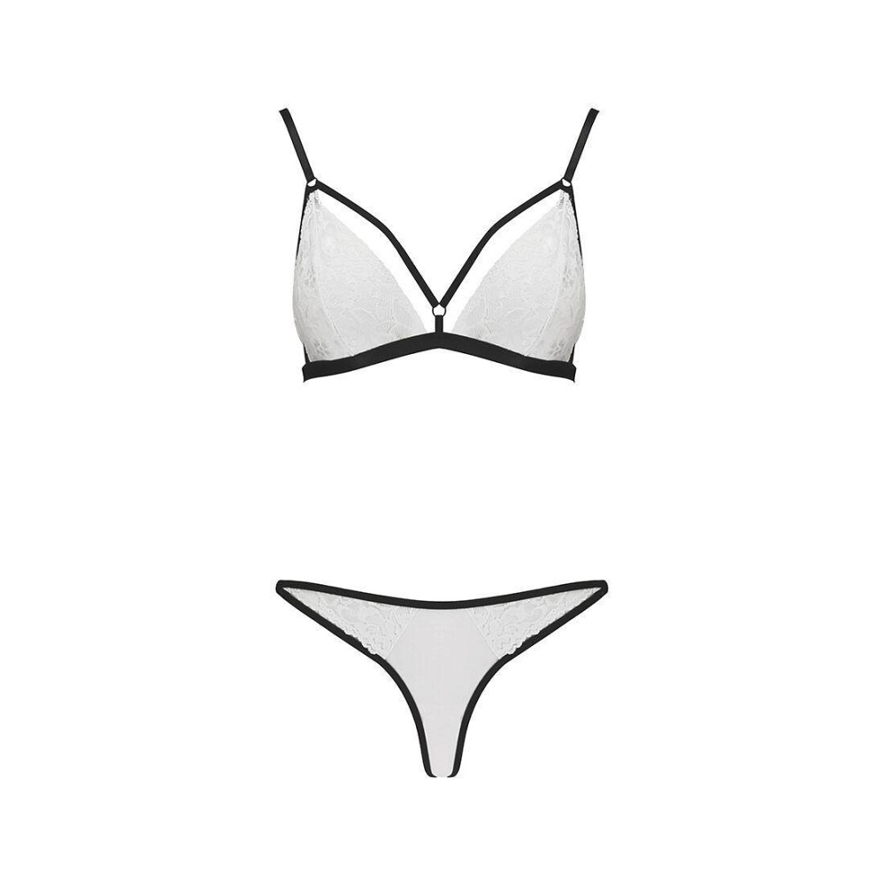 Комплект білизни Passion ORIHIME SET L/XL, white, стрепи, ліф і трусики Sex Aura Київ - фото 3