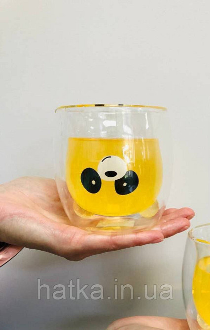 Піала чашка подвійне скло Olens "Панда" 250 мл прозора з пандою Київ - фото 1