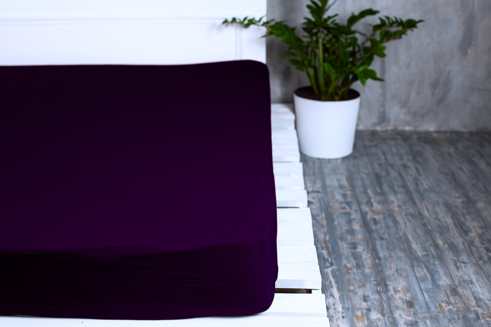 Ecotton Простирадло на резинці Ecotton 180х200 см однотонне темно-фіолетового кольору Коломия - фото 1