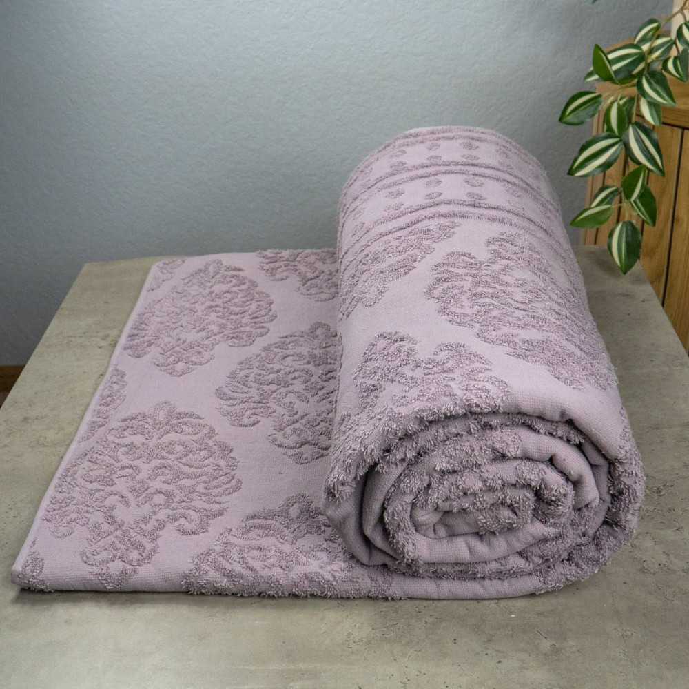 Простынь-покрывало жаккардовое махровое 100% Хлопок GM TEXTILE 150x200см 400г/м2 (Светло-Лавандовый) Сумы - изображение 1