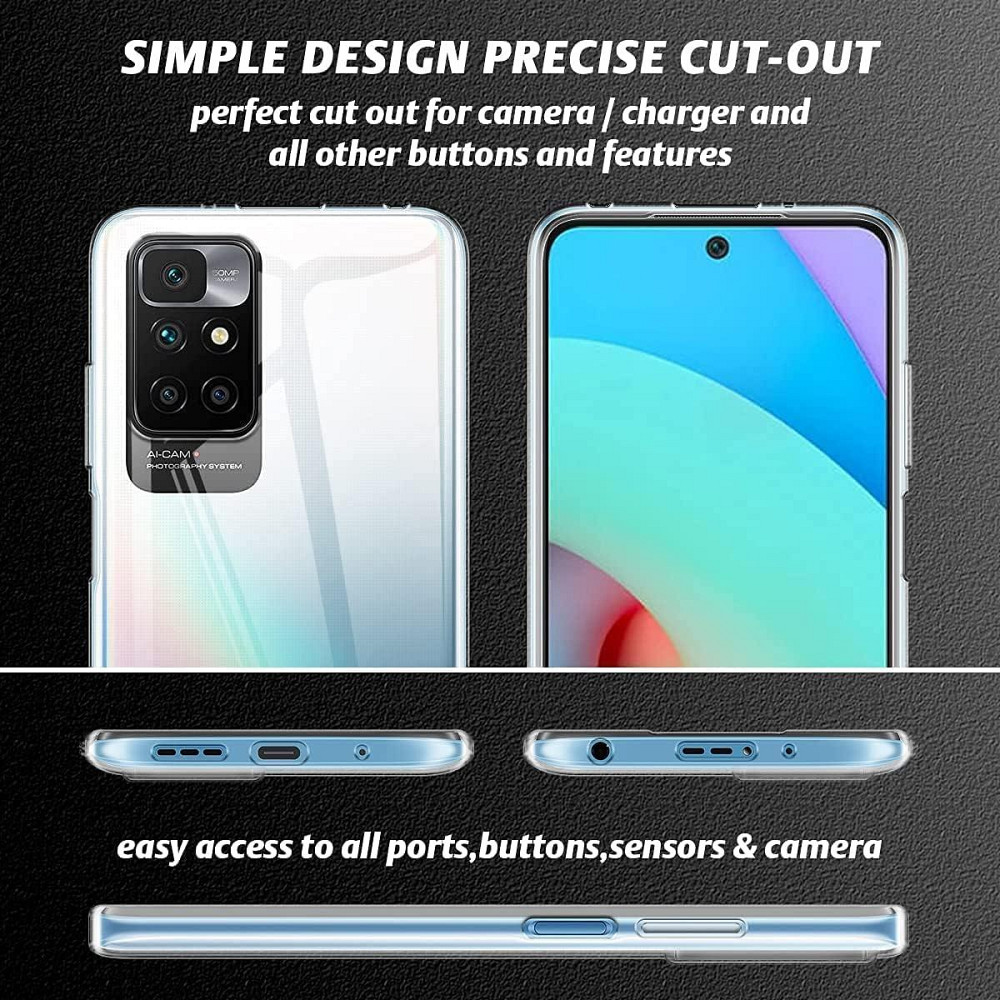 Прозрачный силиконовый чехол TPU для Xiaomi Redmi 10 мягкий тонкий с приподнятым краем для защиты камеры и Киев - изображение 3