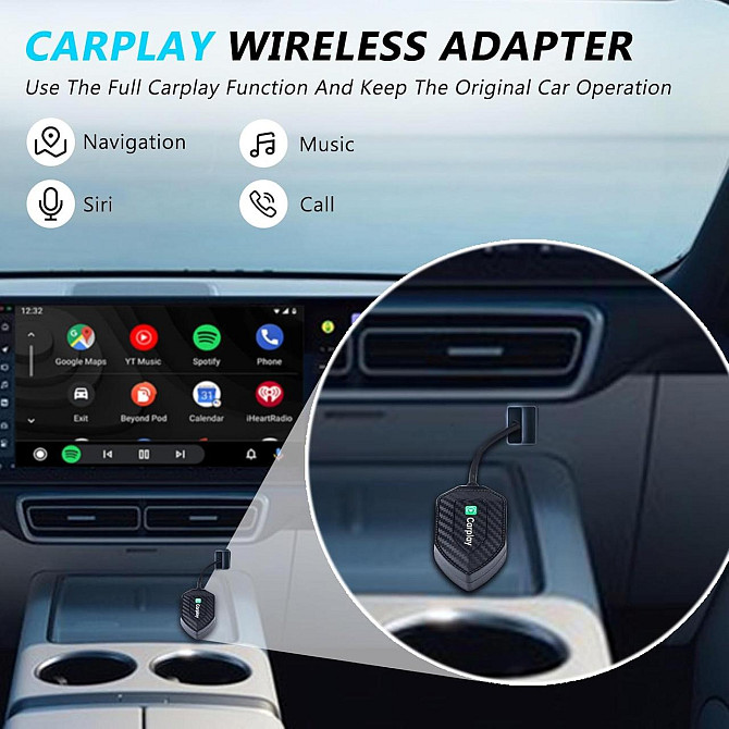 CarPlay бездротовий адаптер Android Auto, Карплей для перетворення дротого на бездротовий для авто з Київ - фото 2
