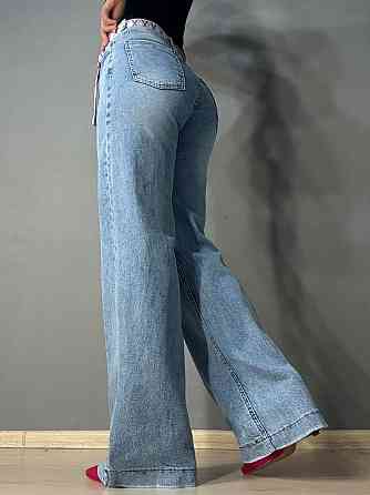 Джинсы женские Dragon 8325 палаццо ровные с поясом стрейчевые голубые, голубой, 33, 33, 90 см, 116 см Киев