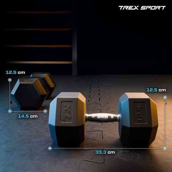 Гантеля шестигранна прогумована TX-125RD Trex Sport 12,5кг Киев