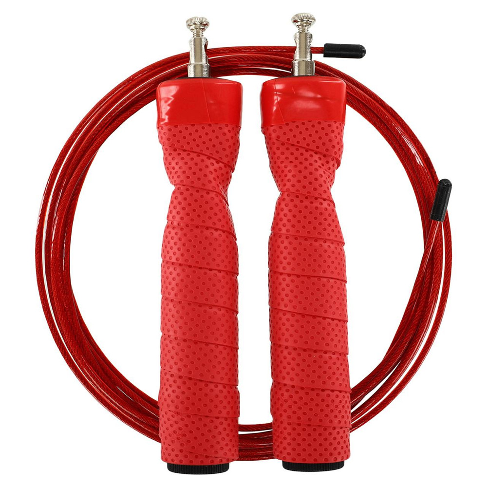 Скакалка швидкісна з підшипником і металевим тросом 3 м FI-5347 Вишневе - фото 3