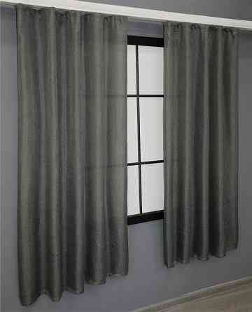 Комплект коротких штор VR-Textil Лен Мешковина № 1282ш 130х170 см 2 шт Серый (35-0084) Киев