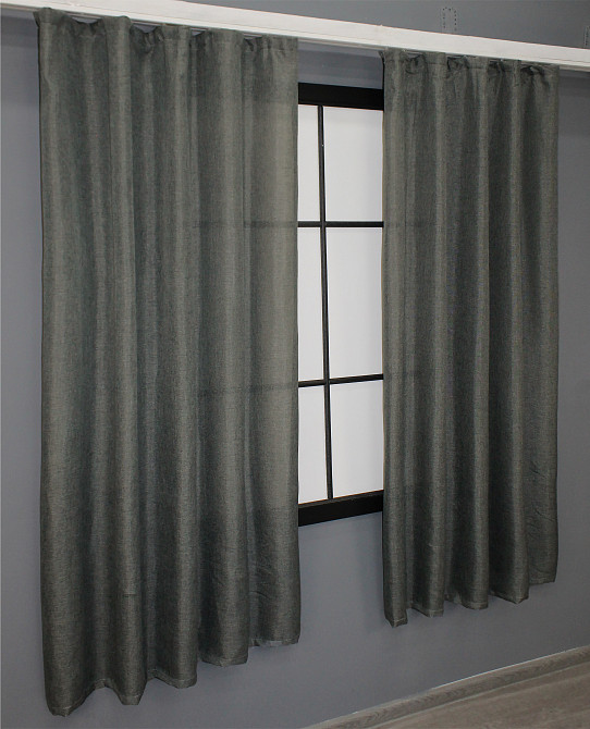 Комплект коротких штор VR-Textil Лен Мешковина № 1282ш 130х170 см 2 шт Серый (35-0084) Киев - изображение 4