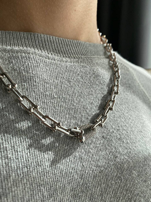 Тиффани цепь крупная посеребрение / с цирконием / упакована в мешочек Tiffany Одесса - изображение 4