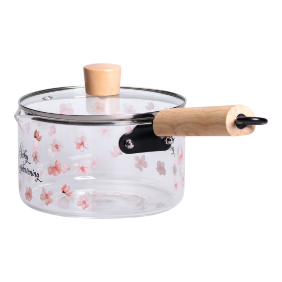 Yiwu Скляний ківш із кришкою для кухні 1.8 л ручкою і носиком HP-34-19 Київ