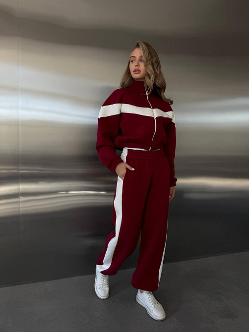 Жіночий стильний повсякденний костюм з акцентними вставками трьохнитка п'єньє Одеса - фото 1