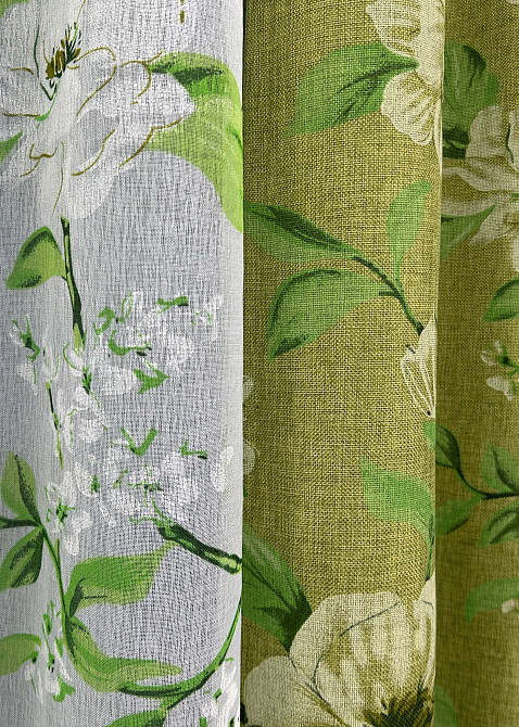 Комплект штор VR-Textil Лен Прованс 150х265 2шт и Тюль 500х265 1726ш-1809т Оливковый с белым 71-106/4 Киев - изображение 5