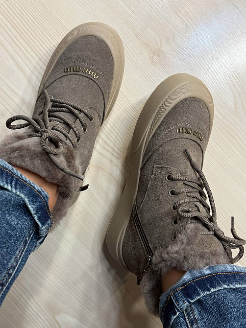 Черевики жіночі Hengji 677-3 замшеві високі кеди на хутрі бежеві, 41, 25,5 см Київ - фото 1