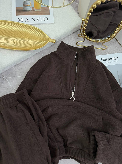 Женский теплый прогулочный костюм двойка из двухстороннего флиса Шоколад, 48/52 Одесса - изображение 7