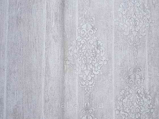 Шпалери вінілові на флізеліні гарячого тиснення DU&KA 1.06х10 вензель основа під штукатурку сірі коричневі Київ