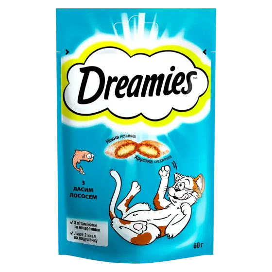 Лакомство для кошек Dreamies с лакомым лососем, 60 г Винница