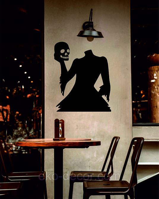 Декоративне настінне Панно «Безголова жінка та череп», Декор на стіну 90*73 см, Чорний Київ - фото 5