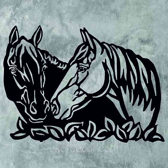 Декоративное настенное Панно «Коні»  Декор на стену 90*66 см, Черный Киев