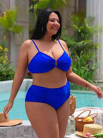 Раздельный купальник с высокой талией женский синий 2XL Киев