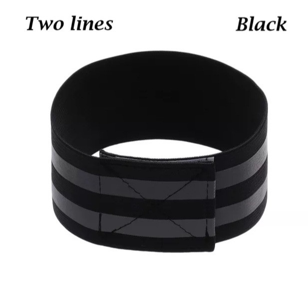 Светоотражающий браслет на одежду с двумя полосками 33 на 5 см черный Киев - изображение 1