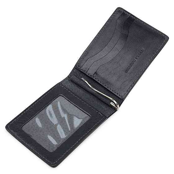 Кожаный мужской зажим для денег GRANDE PELLE 11544 Синий Киев