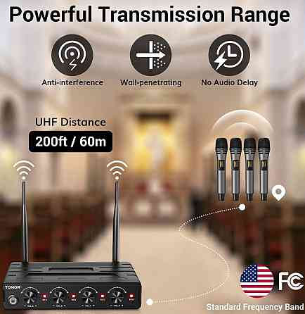 Беспроводная микрофонная система TONOR TW360 с 4x10-канальным беспроводным. Харьков