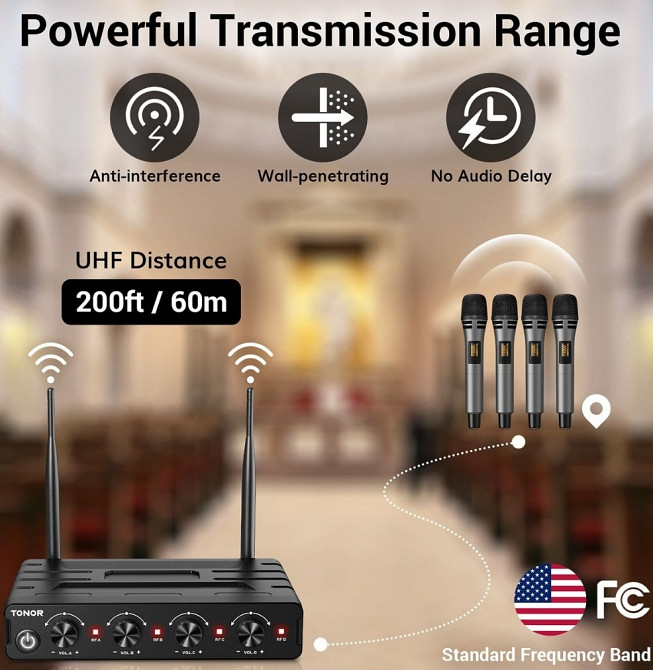 Беспроводная микрофонная система TONOR TW360 с 4x10-канальным беспроводным. Харьков - изображение 2