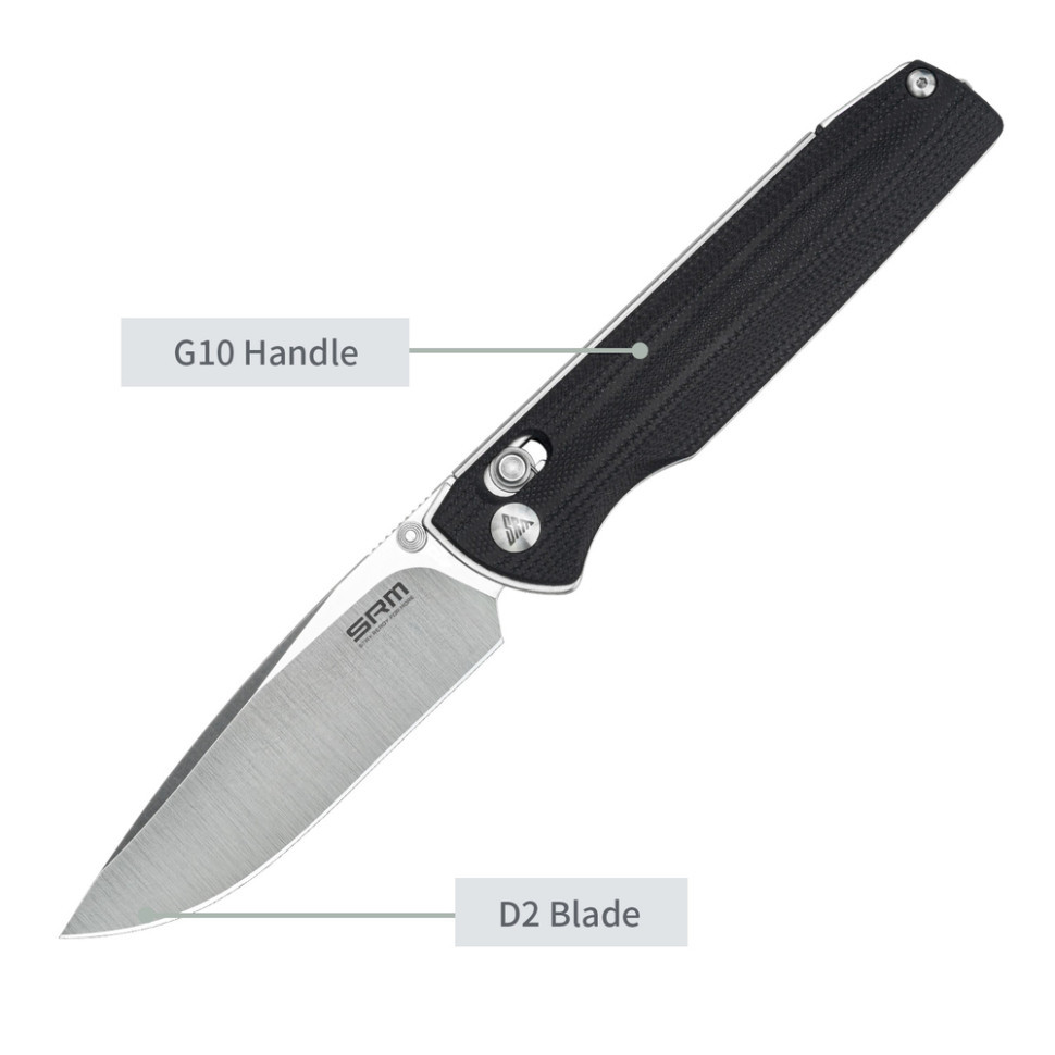 Ніж складаний туристичний SRM Terrier 258L-GB (9.3 см) D2 / G10 чорний Київ - фото 12