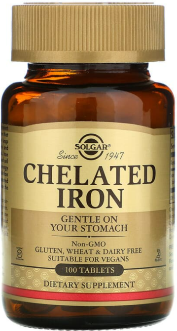 Залізо бісгліцинат хелатний Solgar Chelated Iron 100 таб Київ - фото 1