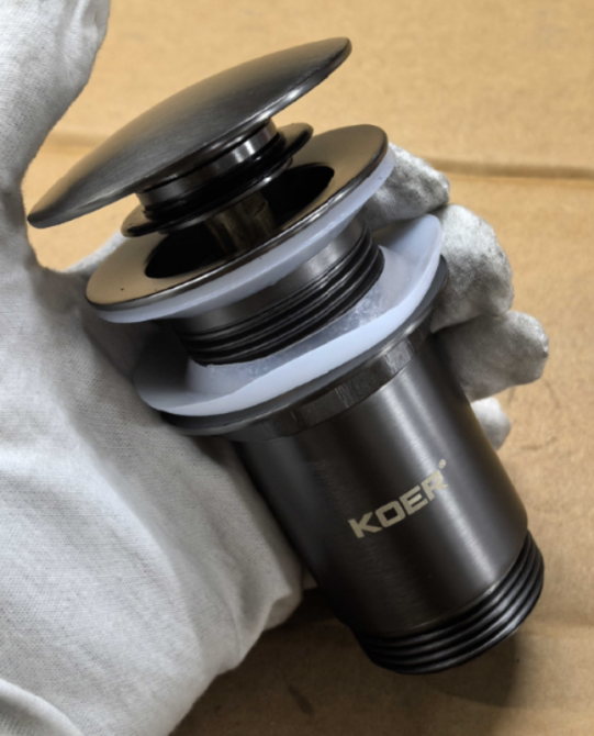 Донний клапан для раковини Koer PW-08-07 1 1/4" без переливу автоматичний CLICK-CLACK (Колір графіт) (KR6484) ( 15530 ) Харків - фото 9