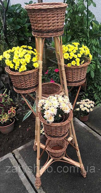 Підставка для квітів плетена для 6 горщиків Київ - фото 2