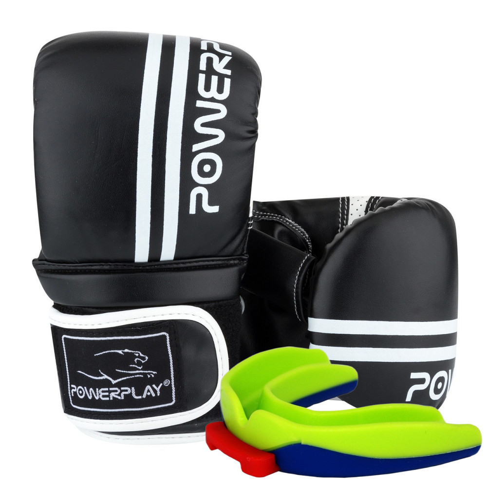 Снарядні рукавиці PowerPlay 3025 Чорно-Білі M (капа в подарунок) Луцк - изображение 1