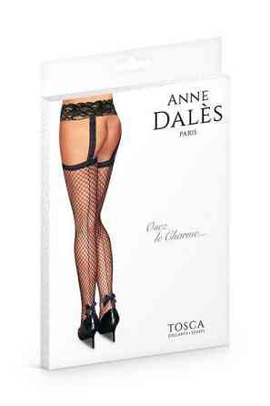 Чулки с поясом Anne De Ales TOSCA T3 Black, средняя сеточка, сзади стрелки, кружевной пояс Sex Aura Киев