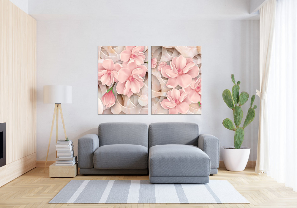 Модульна картина у вітальню/ спальню Розжева Магнололія TLV-2_071 120х170 см Київ - фото 3