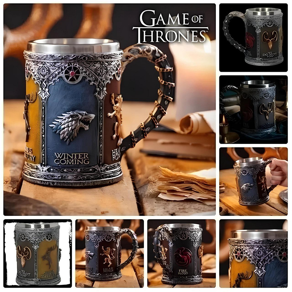 Кружка Игра престолов RESTEQ 600 мл — чашка Game of Thrones из нержавеющей стали и смолы Киев - изображение 2