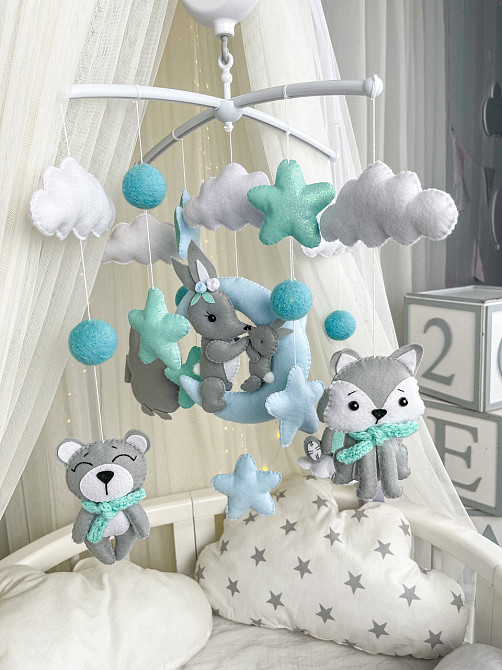 Дитячий музичний мобіль на ліжечко для немовлят WooolyWool «Ніжність» з 35 мелодіями Київ - фото 2