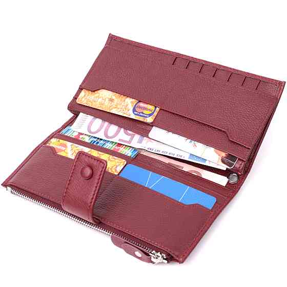 Вертикальний жіночий гаманець-клатч із натуральної шкіри ST Leather 22535 Бордовий Київ