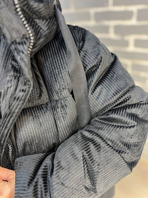 Куртка женская Snow Passion 1056 пуффер вельвет оверсайз широкая чорная, черный, 44-48 Киев - изображение 8