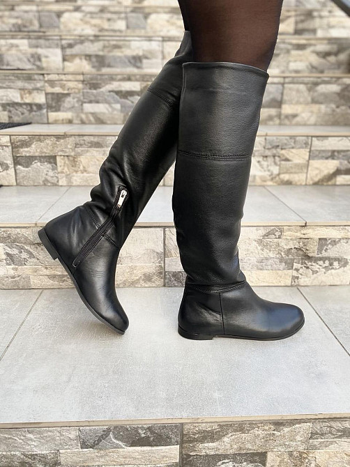 Nivelle Чоботи жіночі NIVELLE чорні натуральна шкіра висота 47см обхват 36-38см размеры 37р.38р Коломия - фото 4