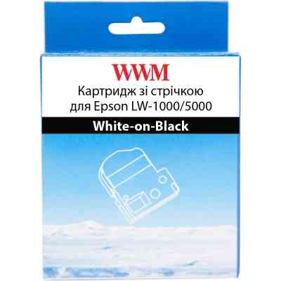 Лента для принтера этикеток WWM для Epson LW-1000/5000 36mm х 8m White-on-Black (WWM-SD36K) Винница