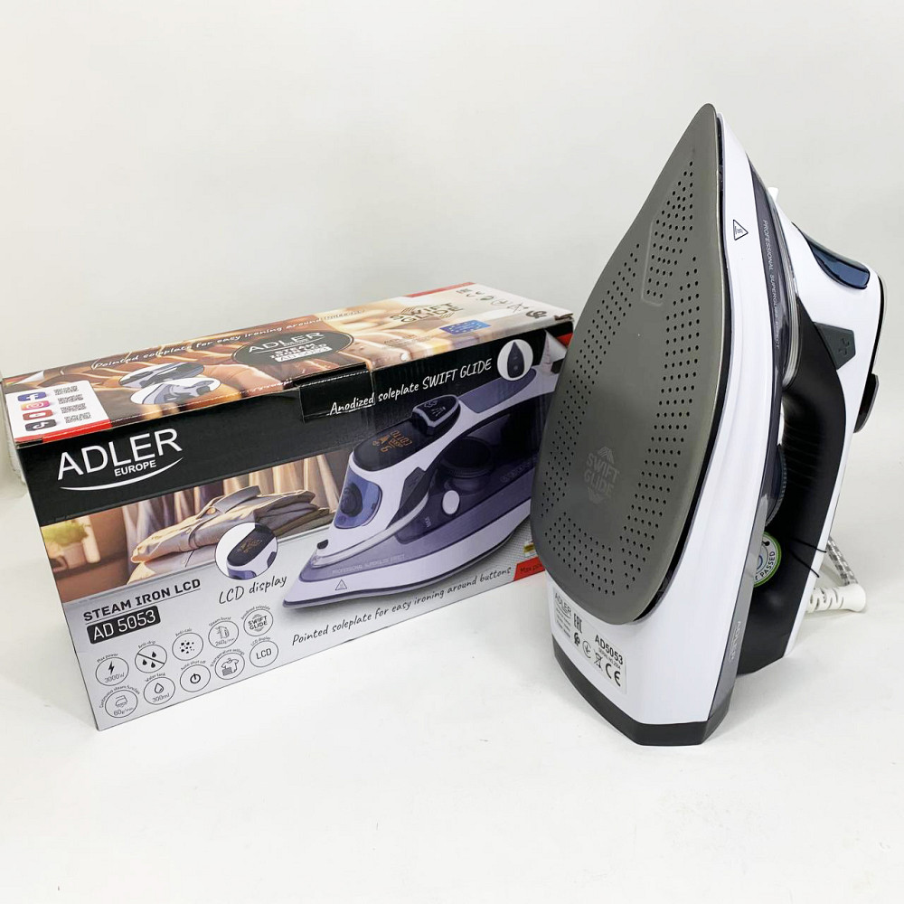 Паровой утюг для ухода за одеждой Adler AD 5053 3000Вт, Мощный паровой утюг, Хорошие бюджетные утюги ZB-35 Львов - изображение 4